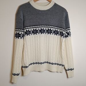 JC Penney Vintage 80s Grandpa Sweater Off White Fair Isle Size Large